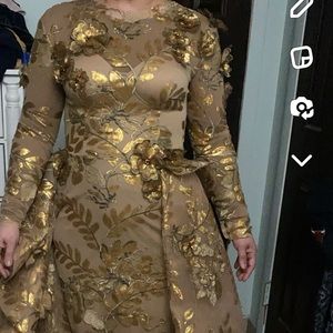 MNM COUTURE GOWN FOUAD SARKIS GOLD DRESS BRAND NEW ABSOLUTELY STUNNING